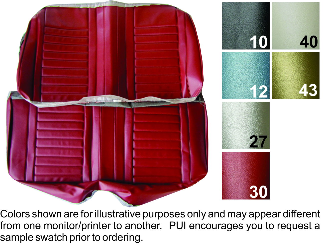 1967 Cutlass Holiday/Supreme Coupe Rear Bench Seat Covers